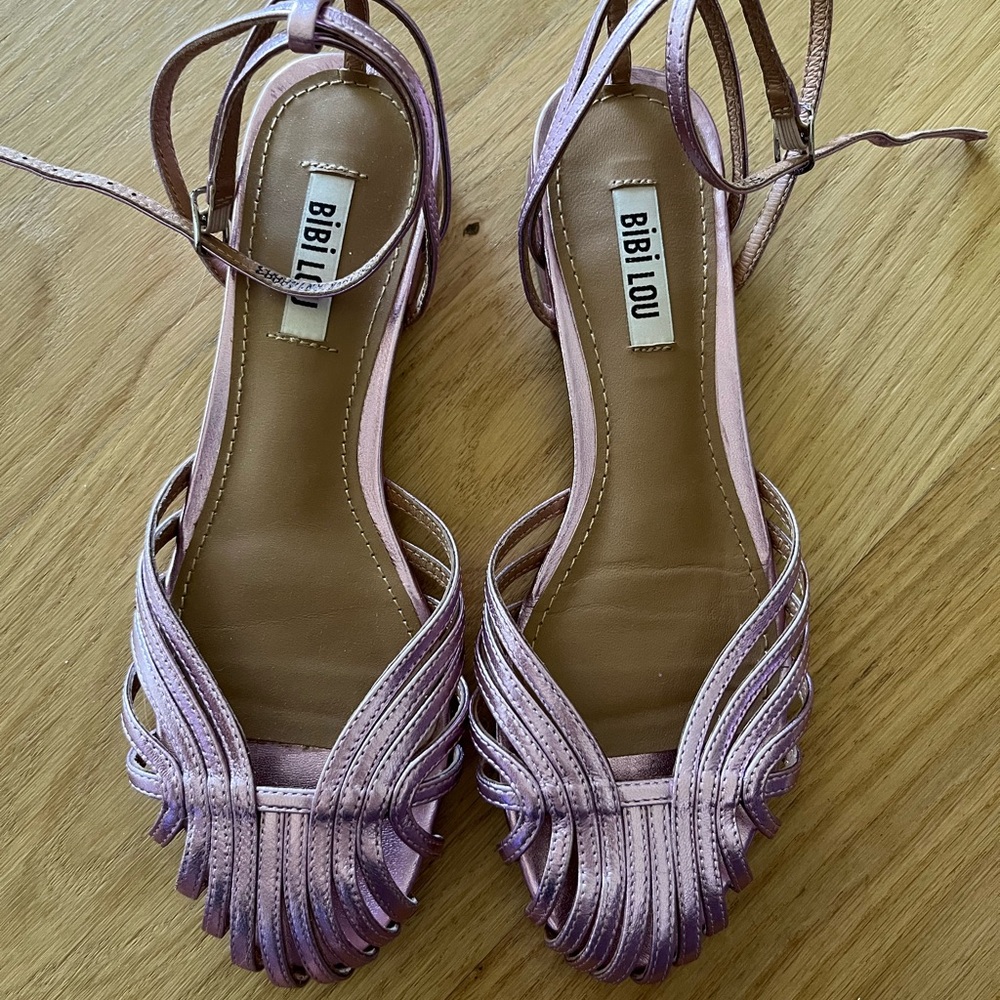 Chic Pink and Purple Strappy Sandals with Ankle Buckle